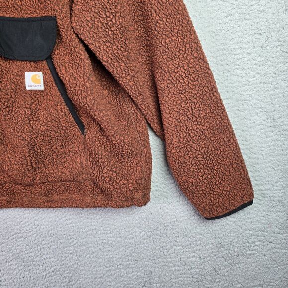 Carhartt Sherpa Fleece Pullover Large Rust Brown Quarter Snap OJ4991 Fall - Picture 13 of 16